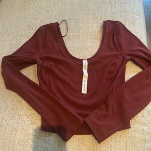 Lululemon long sleeve burgundy workout top size 2
